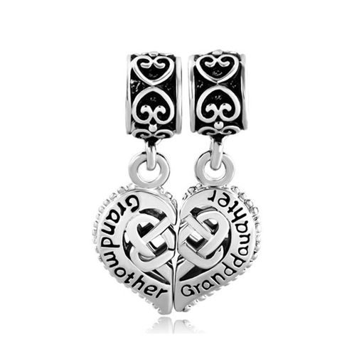 LovelyJewelry Puzzle Heart Love Grandmother Granddaughter Charms Dangle Beads.