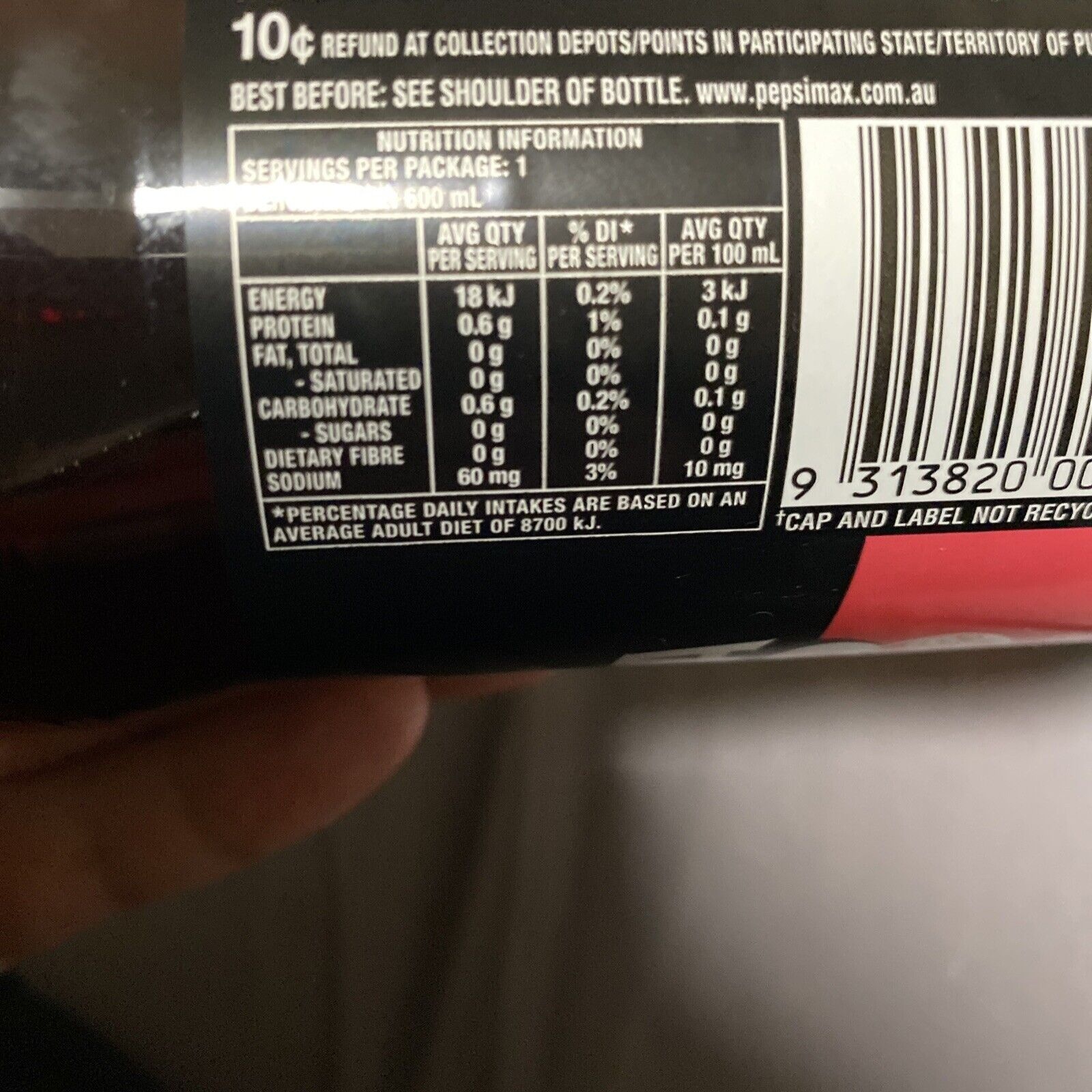 PEPSI MAX 600ml ¡¡¡ CREAMING SODA COLA ¡¡¡ SODA SHOP- “MAX TASTE NO SUGAR” Pepsi thumbnail