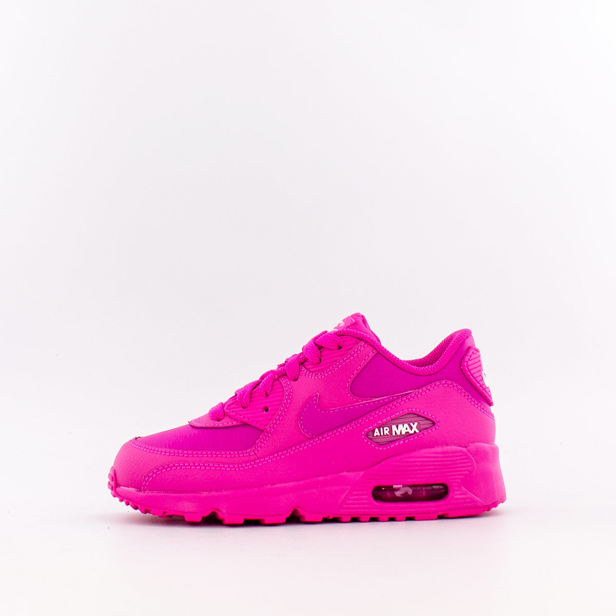 Nike Girls' Little Kids' Air Max 90 Leather Casual Shoes in Pink/Laser Fuchsia Size 1.0
