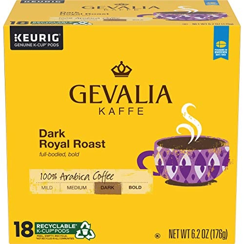GEVALIA Dark Royal Roast Coffee, K-CUP Pods, 18 Count (Pack of 4)