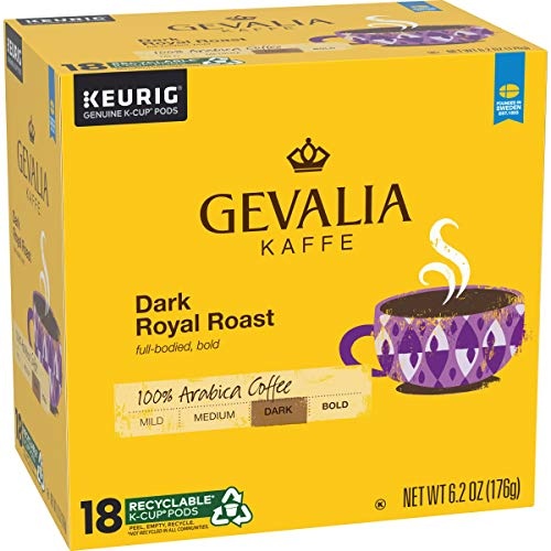 GEVALIA Dark Royal Roast Coffee, K-CUP Pods, 18 Count (Pack of 4) thumbnail