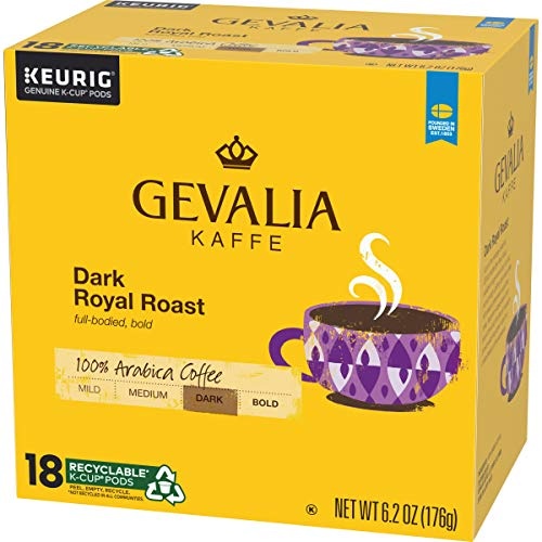 GEVALIA Dark Royal Roast Coffee, K-CUP Pods, 18 Count (Pack of 4) thumbnail