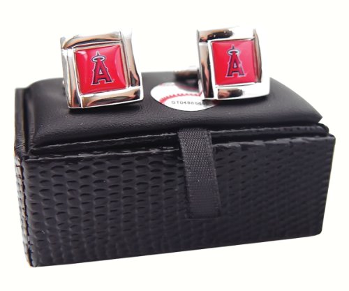 MLB LA LOS Angeles Angels Square Cufflinks with Square Shape Logo Design Gift Box Set
