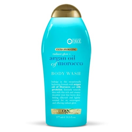 OGX Radiant Glow + Argan Oil of Morocco Extra Hydrating Body Wash for Dry Skin  Moisturizing Gel Body Cleanser for Silky Soft Skin  Paraben-Free  Sulf