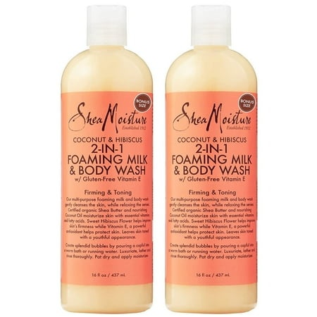 Shea Moisture Body Wash Moisturizing  Gluten Free Coconut & Hibiscus Foaming Milk & Body Wash Sensitive Skin  Coconut Oil  Vitamin E  Certified Organi