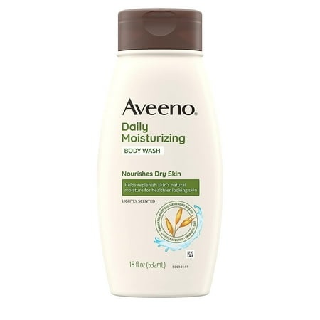 Aveeno Daily Moisturizing Body Wash for Dry Skin with Soothing Oat & Rich Emollients  Creamy Shower Cleanser  Gentle  Soap-Free and Dye-Free  Light Fr