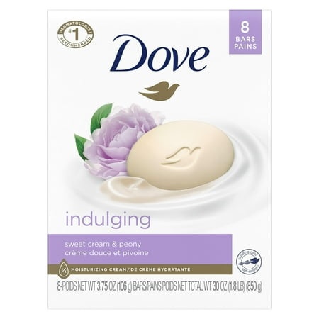 Dove Beauty Bar Gentle Skin Cleanser Moisturizing for Gentle Soft Skin Care Indulging Sweet Cream More Moisturizing Than Bar Soap 3.75 Oz  8 Bars