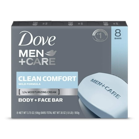 Dove Men+Care Body and Face Bar to Clean and Hydrate Skin Body and Facial Cleanser More Moisturizing Than Bar Soap 3.75 Oz  8 Bars
