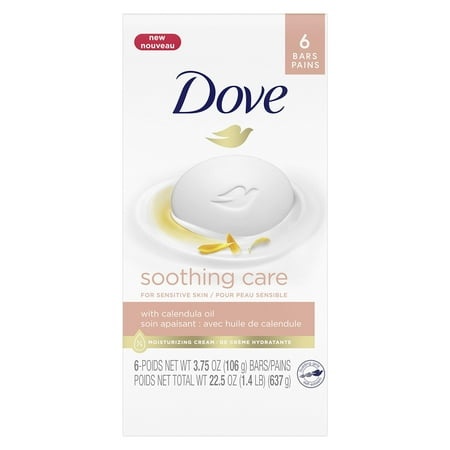 Dove Soothing Care Moisturizing Beauty Bar for Sensitive Skin with Calendula Oil Effectively Washes Away Bacteria  Hydrating and Replenishing Skin Car