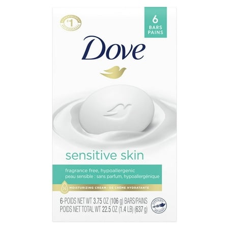 Dove Beauty Bar More Moisturizing Than Bar Soap for Softer Skin  Fragrance-Free  Hypoallergenic Beauty Bar Sensitive Skin with Gentle Cleanser 3.75 Oz