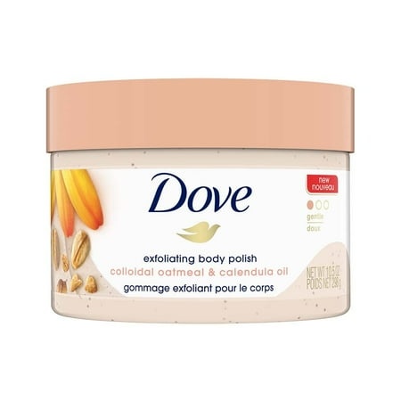 Dove Exfoliating Body Polish Scrub for Delicate & Sensitive Skin with Oatmeal & Calendula Oil  Gently Exfoliates & Moisturizes to Reveal Instantly Sof