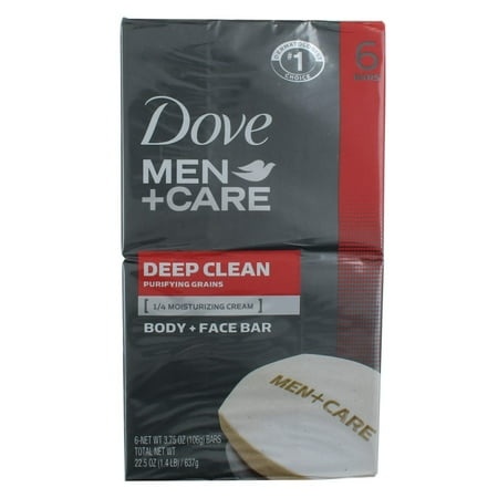 Dove Men + Care Body Soap and Face Bar More Moisturizing Than Bar Soap Deep Clean Effectively Washes Away Bacteria  Nourishes Your Skin 3.75 Oz 6 Bars