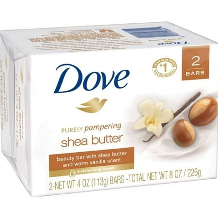 Dove Beauty Bar Gentle Skin Cleanser Moisturizing for Gentle Soft Skin Care Shea Butter More Moisturizing Than Bar Soap 3.75 Oz 2 Bars