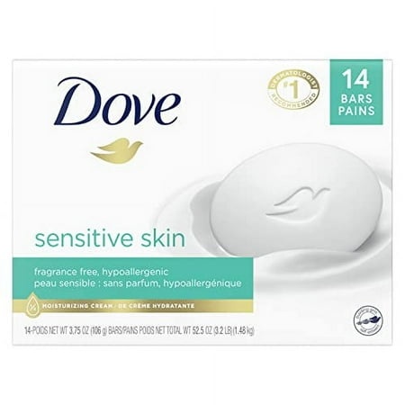Dove Beauty Bar More Moisturizing Than Bar Soap for Softer Skin  Fragrance-Free  Hypoallergenic Beauty Bar Sensitive Skin with Gentle Cleanser 3.75 Oz