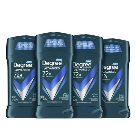 Degree Men Advanced Protection Antiperspirant Deodorant Cool Rush 4 Count 72-Hour Sweat and Odor Protection Antiperspirant for Men with MotionSense Te