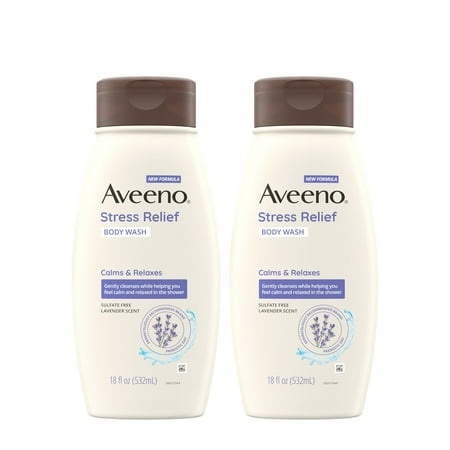 Aveeno Stress Relief Body Wash with Soothing Oat & Lavender Scent for Sensitive Skin  Moisturizing Shower Wash Gently Cleanses & Helps You Feel Calm  