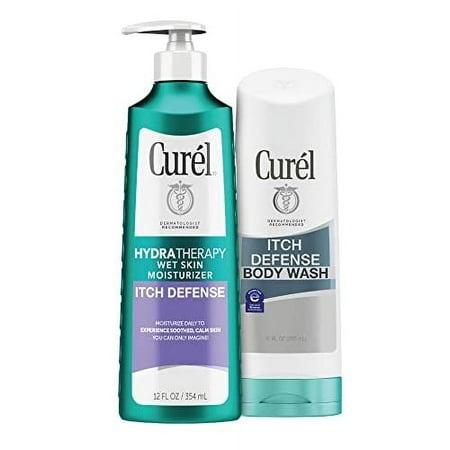 Curel Hydra Therapy Itch Defense Moisturizer and Body Wash Set Wet Skin Lotion +CurÃ©l Itch Defense Calming Daily Cleanser Body Wash  Soap-free Form