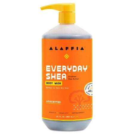 Alaffia EveryDay Shea Body Wash  Naturally Moisturizing Cleanser for All Skin Types with Fair Trade Shea Butter  Neem & Coconut Oil  Unscented  32 Fl 