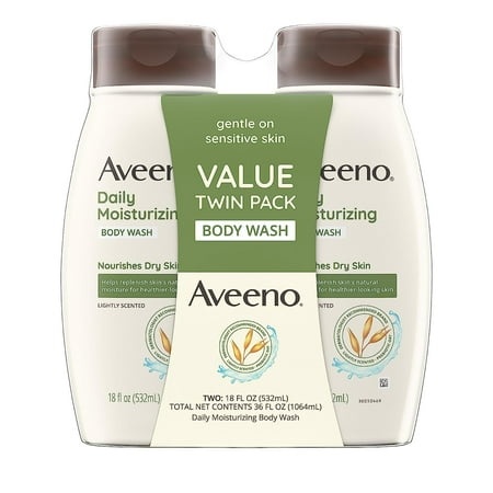 Aveeno Daily Moisturizing Body Wash for Dry & Sensitive Skin with Prebiotic Oat  Hydrating Body Wash Nourishes Dry Skin & Gently Cleanses  Light Fragr