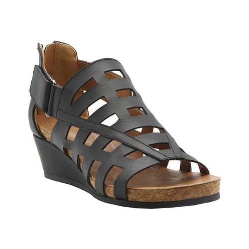 Mootsies Tootsies Women's Tegan Wedge Sandal in Black, Size 7 Medium