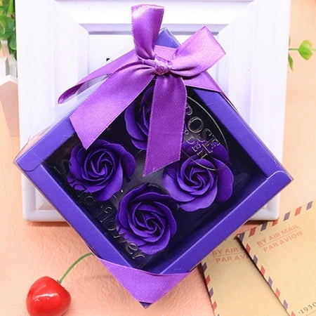 LAOSR Birthday Gifts for Mom Artificial Rose Floral Bush Scented Bath Body Petal Rose Flower Soap Wedding Decoration Gift Best 4Pc Buy 2 Save 10%
