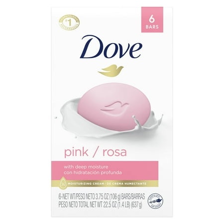 Dove Beauty Bar Gentle DNF2 Skin Cleanser Pink 6 Bars Moisturizing for Soft Care More Than Soap 3.75 Oz