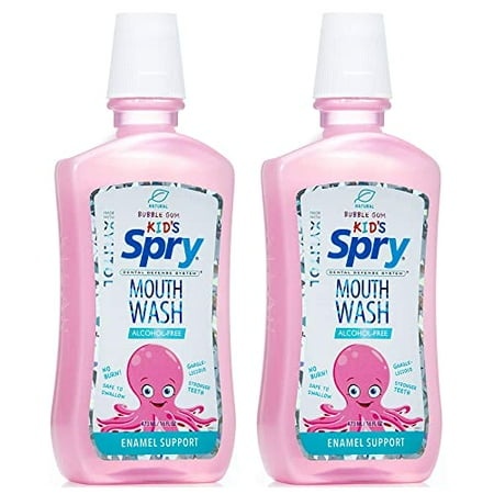 Spry Xylitol Mouthwash  Bubble Gum Flavor  16 Fl Oz  2 Pack  Natural Ingredients  Enamel Support