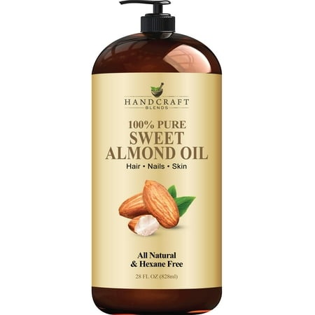 Handcraft Blends Sweet Almond Oil - 28 Fl Oz - 100% Pure and Natural - Premium Grade Oil for Skin and Hair - Carrier Oil - Hair and Body Oil - Massage