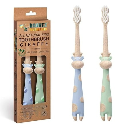 ANPEI ROARex Vegan Eco Friendly All Natural Kids Toothbrush Made from Plants – Sweet Baby Giraffe | 100% Biodegradable and Compostable | 1% for the 