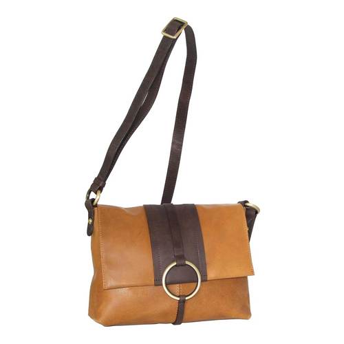 Nino Bossi Handbags Women's Crossbodies Saddle - Saddle Jeri Leather Crossbody Bag