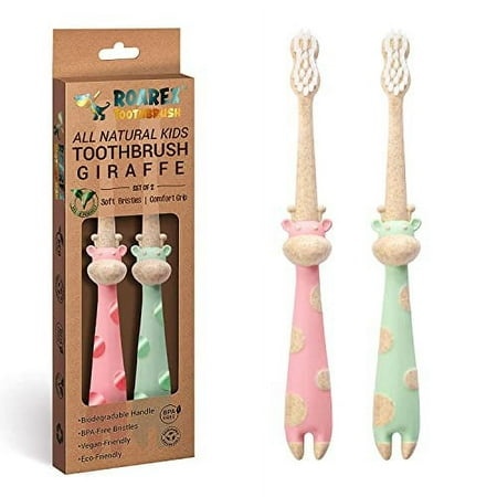 ROARex Vegan Eco - Friendly All Natural Kids Toothbrush Made from Plants - Sweet Baby Giraffe | 100% Biodegradable and Compostable | 1% for the Planet