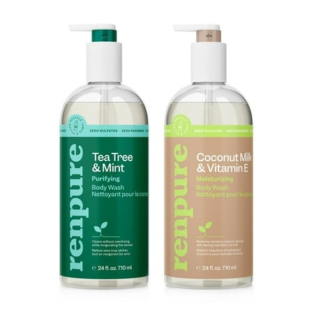 Renpure LLC Tea Tree Mint Oil & Coconut Vitamin E  Sulfate Free Moisturizing Body Wash for Dry Sensitive Skin  Antibacterial Body & Hand Soap for Men 
