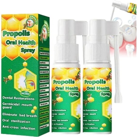 Propolis Oral Health Spray  Propolis Teeth Cleaning Spray  Propolis Oral Spray  Fresh Breath  Clean Teeth Stains  Lighitening Teeth (2PCS)
