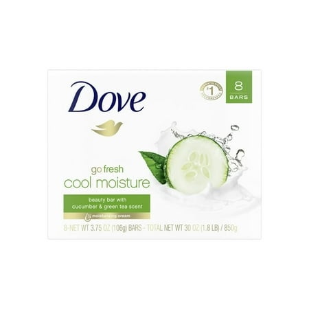 Pack of 2 Dove Cool Moisturizing Gentle Women S Beauty Bar Soap  Cucumber and Green Tea  3.75 Oz (8 Bars)
