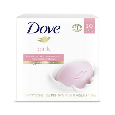 Dove Beauty Bar Gentle Cleanser for Softer and Smoother Skin Pink More Moisturizing Than Ordinary Bar Soap 3.75 Oz 10 Bars
