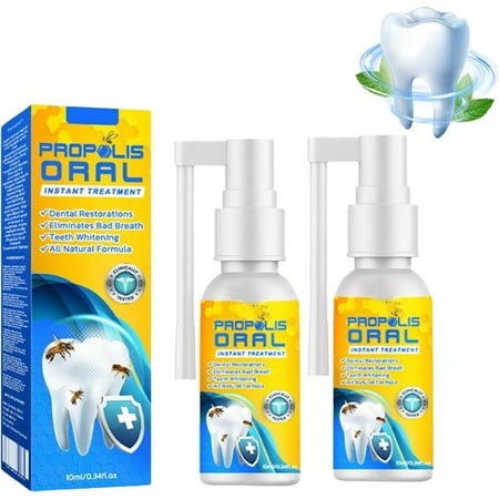 2PCS Propolis Oral Instant Spray  Propolis Oral Health Spray  Propolis Teeth Cleaning Spray  Refreshing Breath and Deep Cleaning  Clean Teeth Stains a