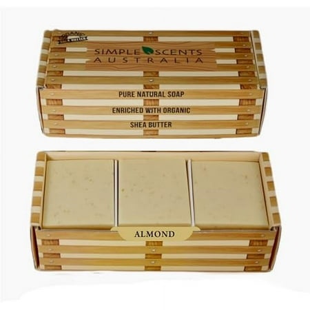 Simple Scents Australia Almond Scented Natural Soap Bars (6 Bars)  3.5oz Moisturizing French Triple Milled Soap Bars Enriched with Shea Butter - Pure 