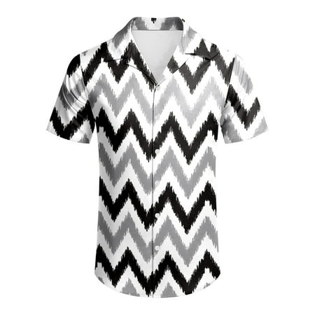 YiHWEI Mens Holiday Seaside Leisure Loose Button Stand Digital 3D Printed Shirt Short Sleeve Top 8532