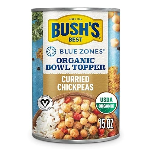 Bush's Best Blue Zones Organic Bowl Topper Curried Chickpeas 15 Oz