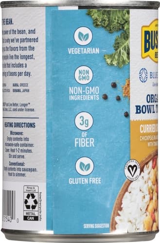 Bush's Best Blue Zones Organic Bowl Topper Curried Chickpeas 15 Oz thumbnail