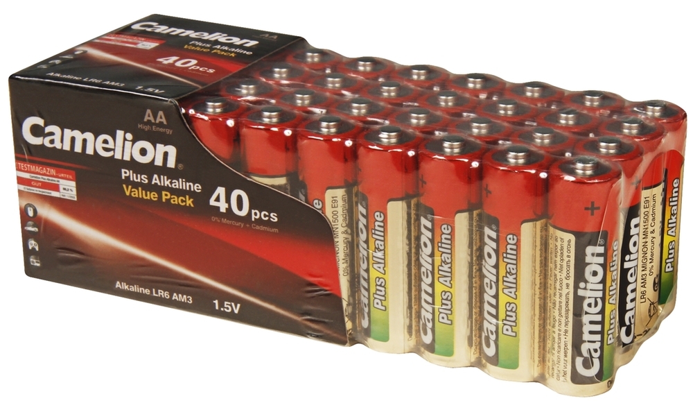 Mignon-Batterie Camelion Plus Alkaline 1,5 V, LR6 Typ AA, 40er-Blister