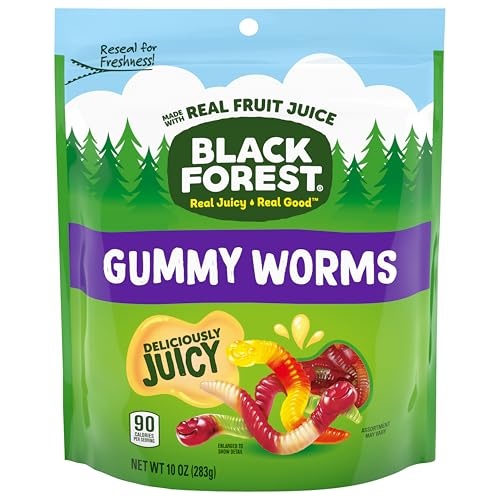 Black Forest Gummy, Worms, Fruit Flavor, Deliciously Juicy, Made with Real Fruit Juice, School Snacks, 10 Oz thumbnail