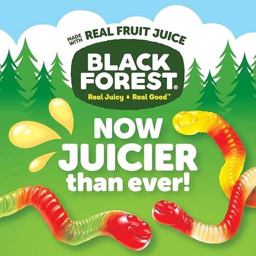 Black Forest Gummy, Worms, Fruit Flavor, Deliciously Juicy, Made with Real Fruit Juice, School Snacks, 10 Oz thumbnail