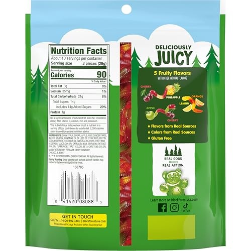 Black Forest Gummy, Worms, Fruit Flavor, Deliciously Juicy, Made with Real Fruit Juice, School Snacks, 10 Oz thumbnail