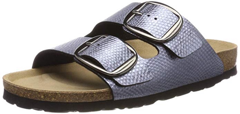 Rohde Alba 5588 88 Damen Hausschuhe Sandale Pantolette Kork Altsilber Echse