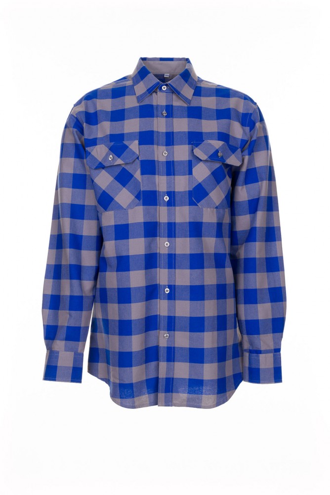 Planam Hemden Herren Squarehemd Kornblau Zink Modell 0490