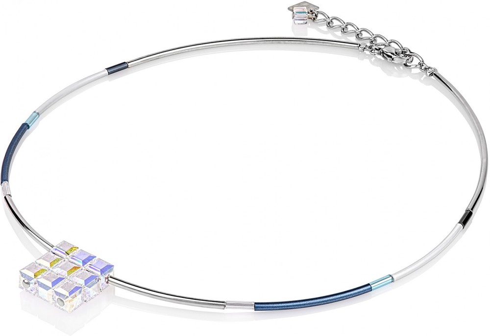 Coeur De Lion Geo Cube Collier Swarovski Kristalle Kristall-blau 4742/10-1807