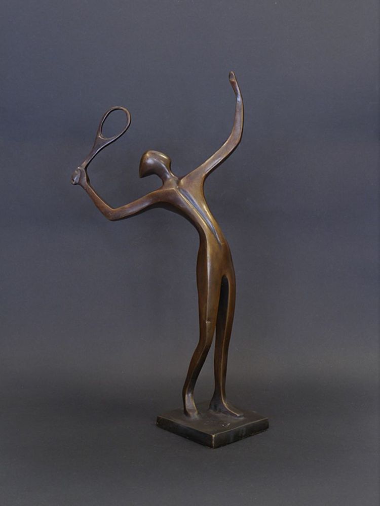 Bronze Figur Statue Dekoration Tennisspieler Abstrakt 46x24x12 Cm (8532)