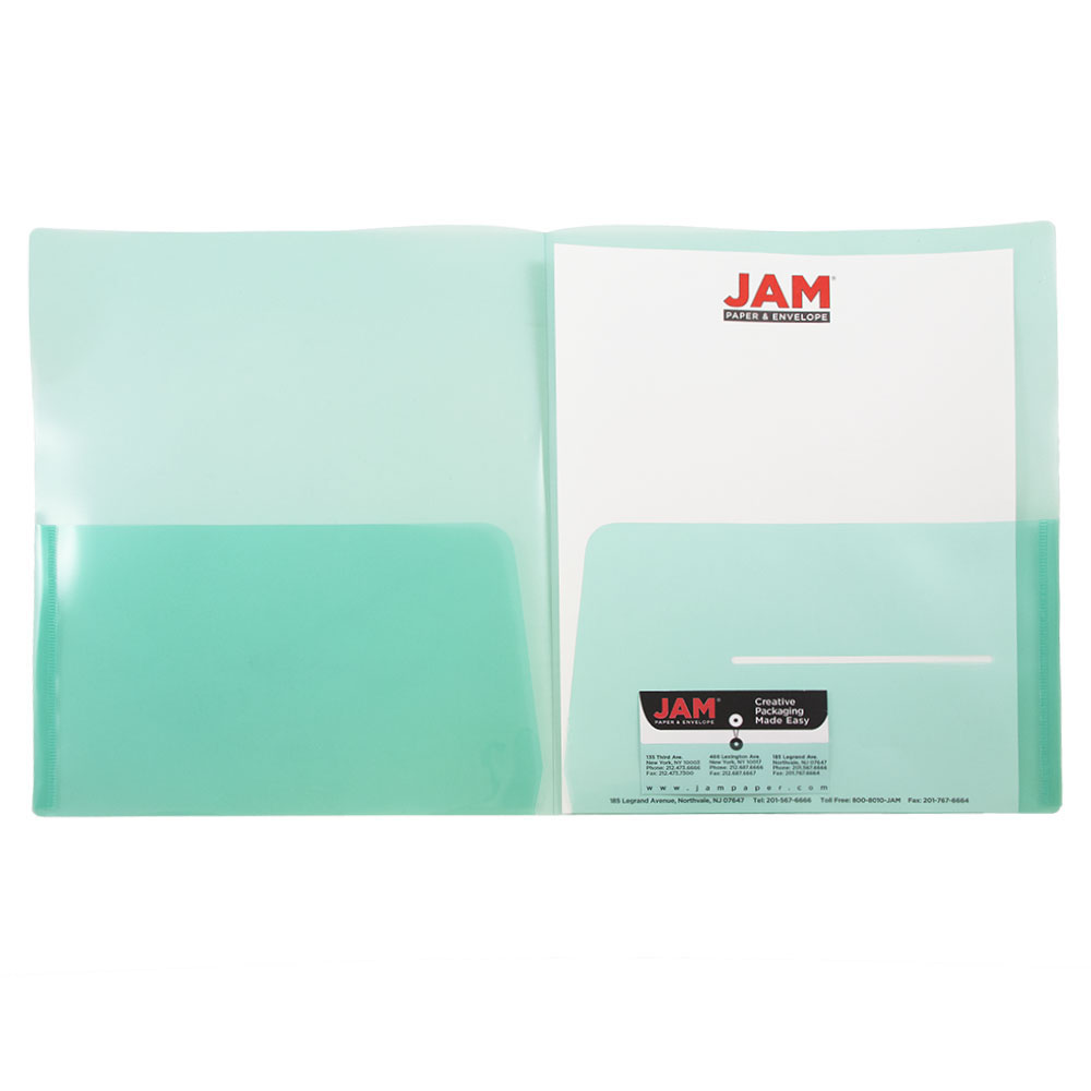 JAM® Plastic Regular Weight Two Pocket Presentation Folder, Green, 108/pack