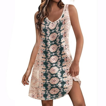 Qwertyu Women S Summer Casual Floral T Shirt Dresses Short Sleeve Swing Dress with Pockets Pink XXL